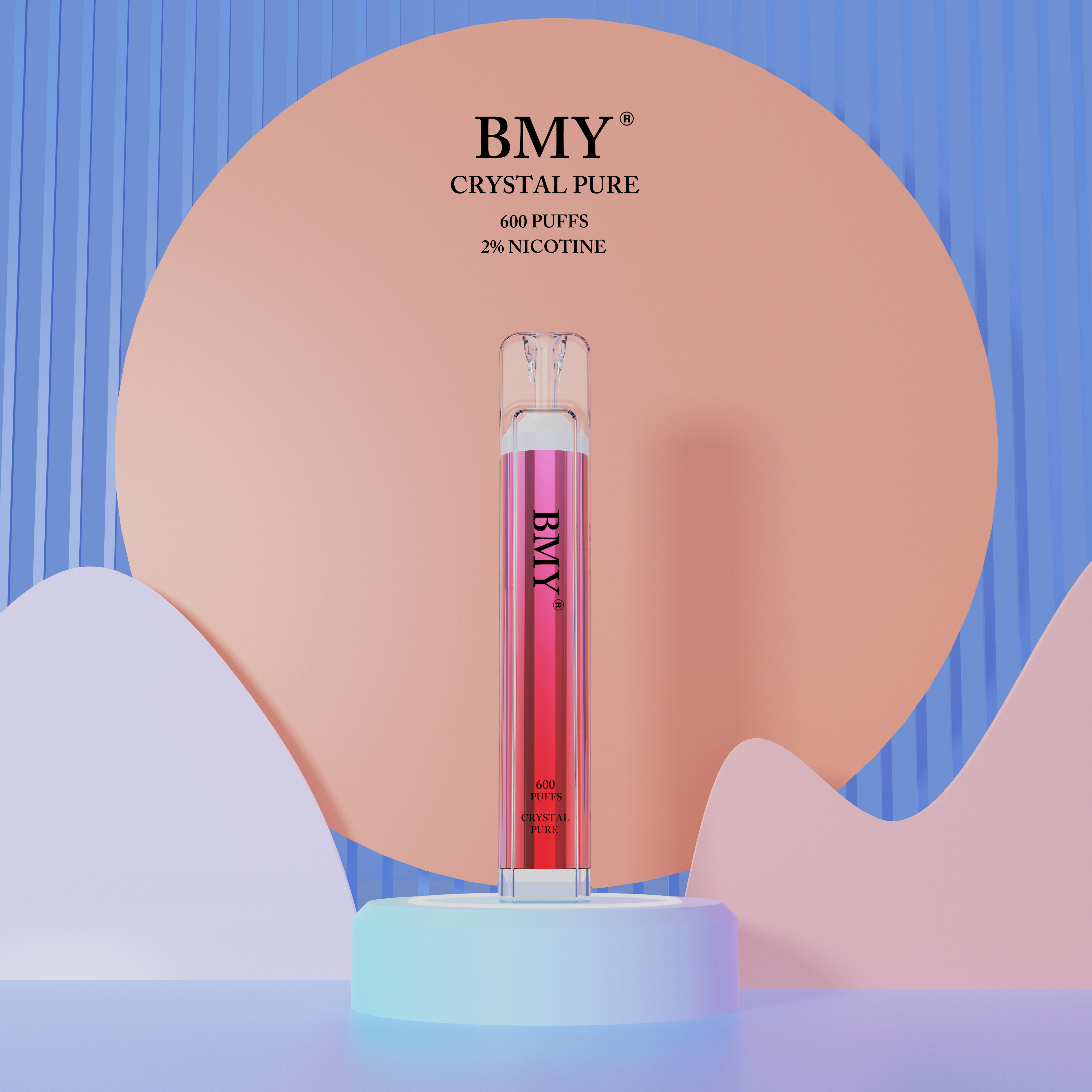 BMY Crystal Pure 2ml Líquido Mini Plástico Portátil Desechable 600 Puffs